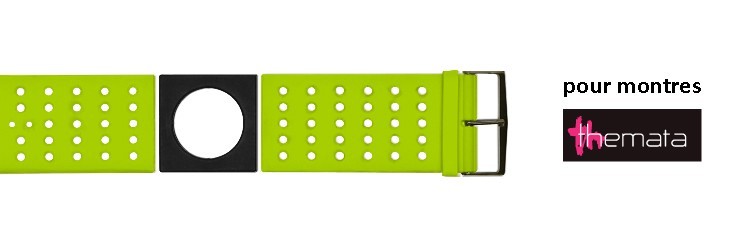 Bracelet pour montres Themata, thème Duo Expression Noir - Vert Acide