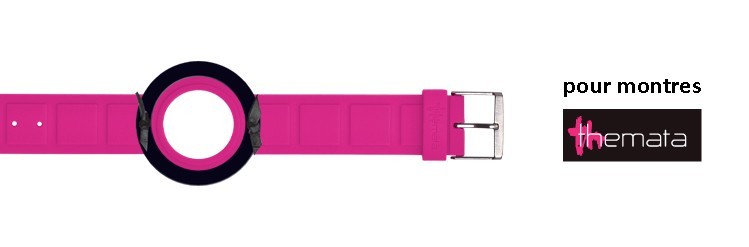 Bracelet pour montres Themata, O'plus couleur Pink Rose - Noir