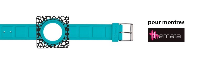 Bracelet pour montres Themata, O'plus couleur Turquoise - Noir