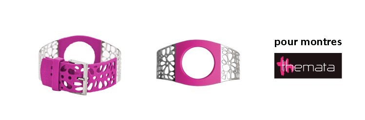 Bracelet pour montres Themata, Syam couleur Silver brillant - Rose Indien