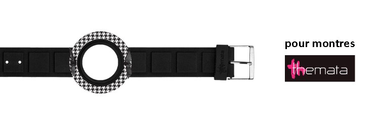Bracelet pour montres Themata, motif imprimé Pied de Poule Bracelet pour montres Themata, motif imprimé Pied de Poule