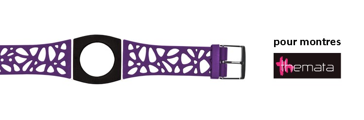 Bracelet pour montres Themata, thème Duo Liberty Violet - Noir