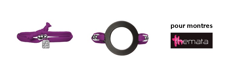 Bracelet pour montres Themata, thème Must couleur Rose Violet - Noir