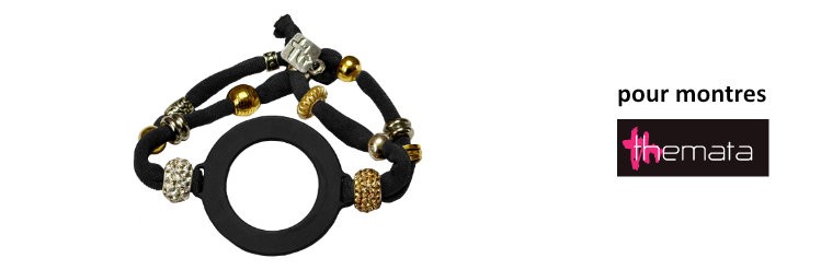 Bracelet interchangeable pour montres Themata, Very Chic couleur Noir Gold Silver