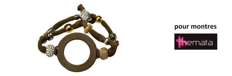 Bracelet interchangeable pour montres Themata, Very Chic couleur Taupe Gold Silver