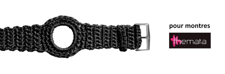 Bracelet interchangeable pour montres Themata, Raphia 1 couleur Noir