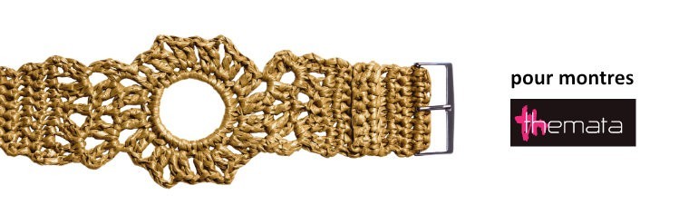 Bracelet interchangeable pour montres Themata, Raphia 2 couleur Naturel